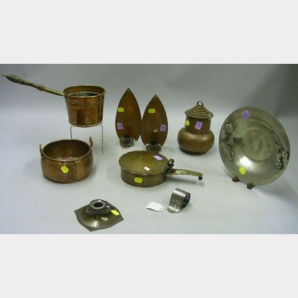 Nine Copper and Assorted Metalwork Items