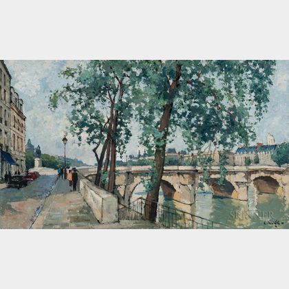 Constantine Kluge (French, 1912-2003) The Quai de l'Horloge Near the Pont Neuf, Paris