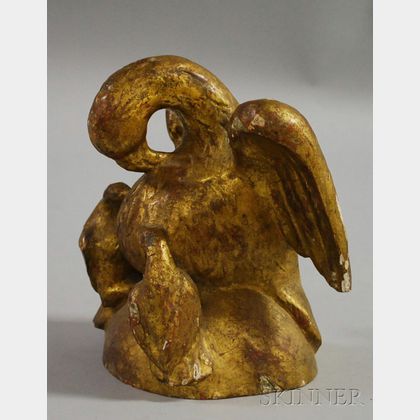 Small Carved Giltwood Eagle and Young Figural Group