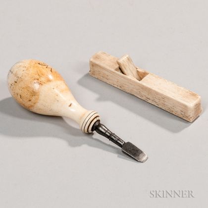 Two Miniature Whalebone/Whale Ivory Tools