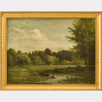 Richard William Hubbard (Connecticut, 1816-1888) Pond Scene Near Peekskill Hills.
