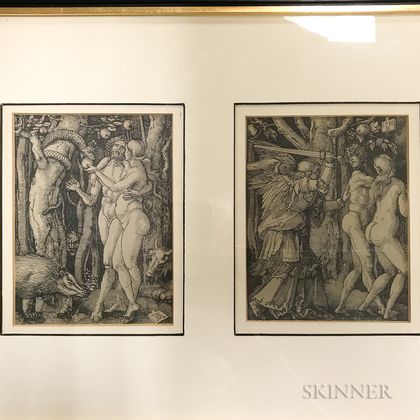 After Albrecht Dürer (German, 1471-1528) Two Framed Facsimiles: The Fall of Man