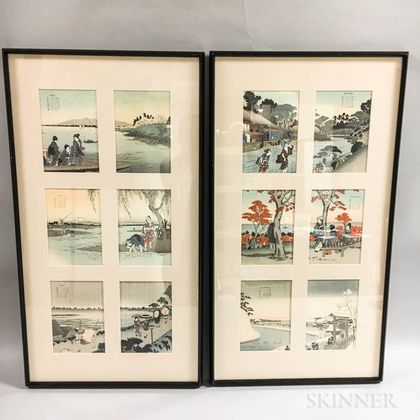 Framed Set of Japanese Calendar Prints