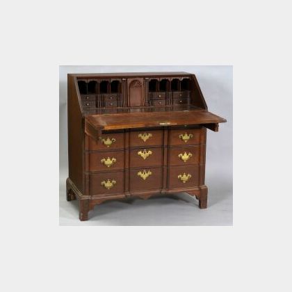 Chippendale Mahogany Carved Block-front Slant-lid Desk