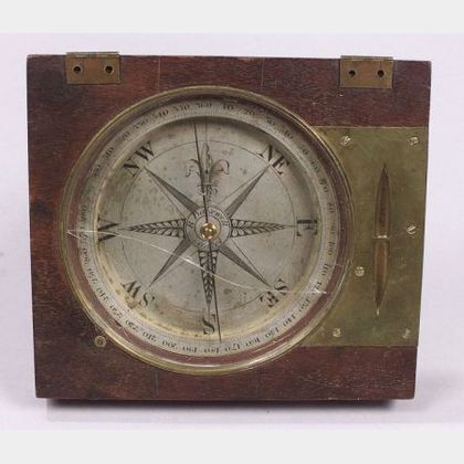 Mahogany Surveyor's Table Compass by R. Bakewell