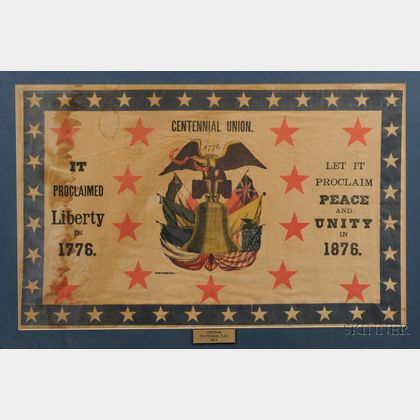 1876 United States Centennial Union Printed Cotton Banner