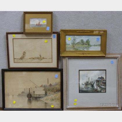Five Assorted Framed Watercolors and Prints