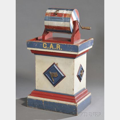 G.A.R. Red, White, and Blue Painted Wooden Plinth with Drum Tumbler