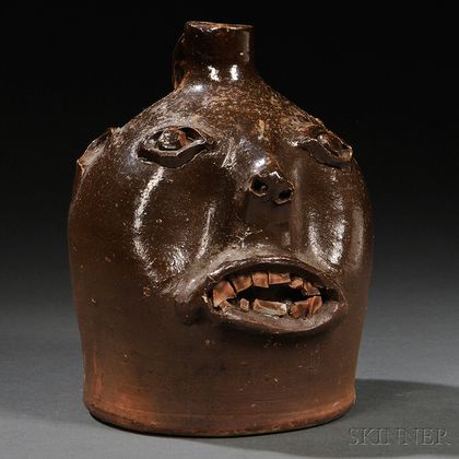 Brown-glazed Stoneware Face Jug