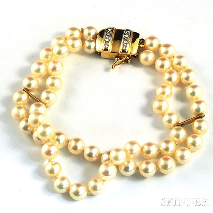 Double-strand Cultured Pearl Bracelet