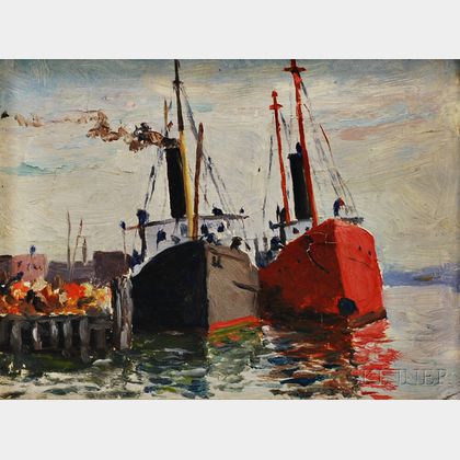 American School, 20th Century Two Ships at Chelsea