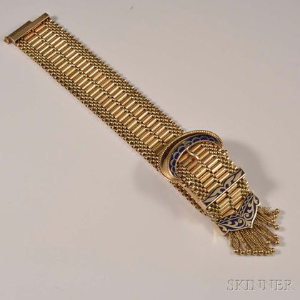 14kt Gold and Enamel Covered Wristwatch