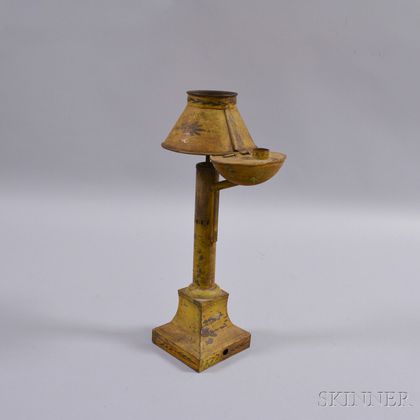 Yellow-painted Tole Oil Lamp