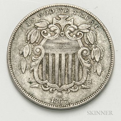 1867 With Rays Shield Nickel