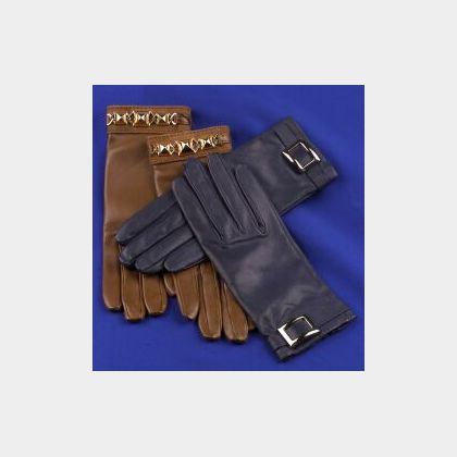 Two Pairs of Lady&#39;s Leather Gloves