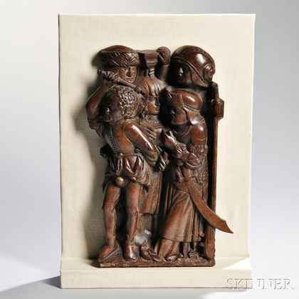 Oak Relief Carving of Soldiers