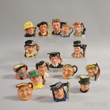 Sixteen Small Royal Doulton Ceramic Character Jugs