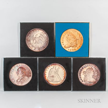 Five Framed New England Rare Coin Galleries Coin Photographs