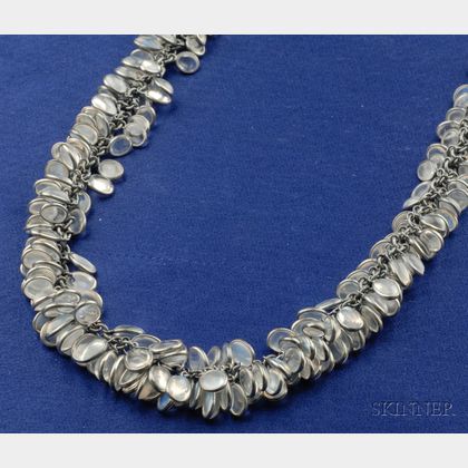 Sterling Silver and Moonstone Fringe Necklace