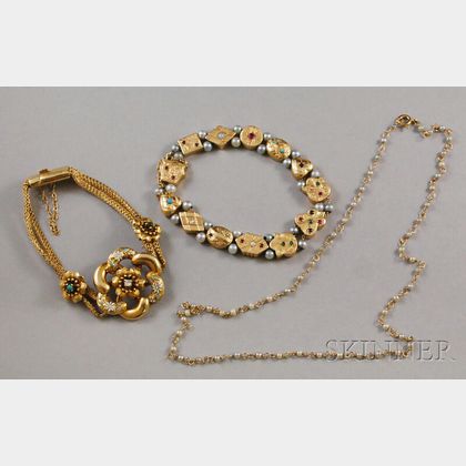 Three Antique 14kt Gold Jewelry Items