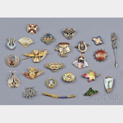 Group of Antique and Vintage Mardi Gras Fraternal Society Related Pins