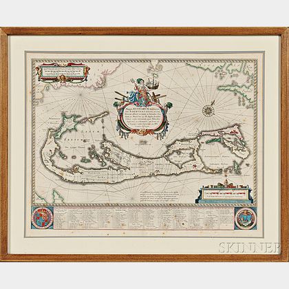 Bermuda. Willem Janszoon Blaeu (1571-1638) Mappa Aestivarum Insularum, alias Barmudas.