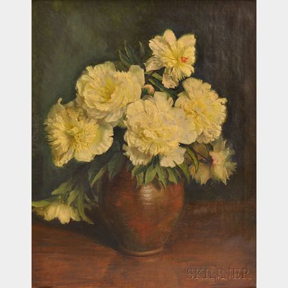 Continental School, 20th Century Still Life with White Peonies