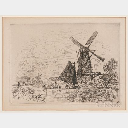 Johan Barthold Jongkind (Dutch, 1819-1891) Moulins en Hollande