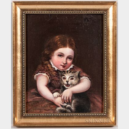 Possibly Philipe Chartrand (Cuba, 1825-1889) Girl with Cat