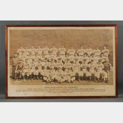 Framed Large Format 1948 National League Champion Boston Braves Team Photograph