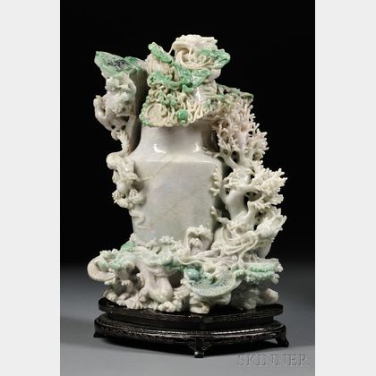 Monumental Jadeite Covered Vase