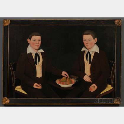 Ammi Phillips (American, 1788-1865) Double Portrait of the Ten Broeck Twins, Jacob Wessel Ten Broeck (1823-1896) and William Henry Ten 