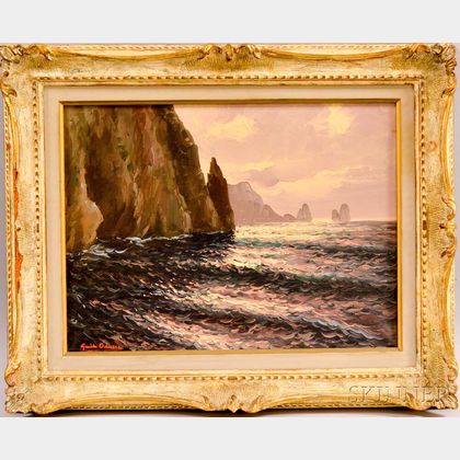 Guido Odierna (Italian, 1913-1991) Cliffs and Ocean.