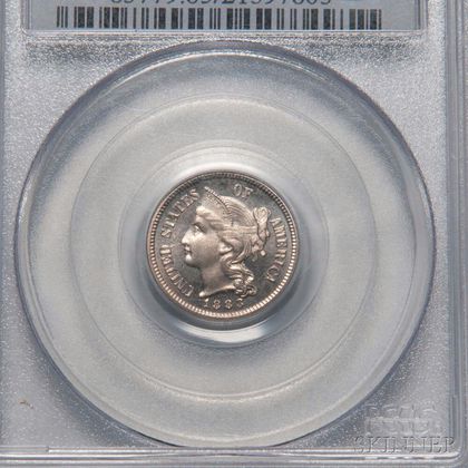 1883 Three Cent Nickel Trime, PCGS PR65CAM CAC. Estimate $400-600