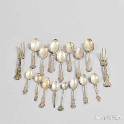 Group of Sterling Silver Souvenir Forks and Spoons