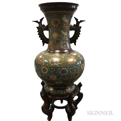 Large Cloisonne and Bronze Vase