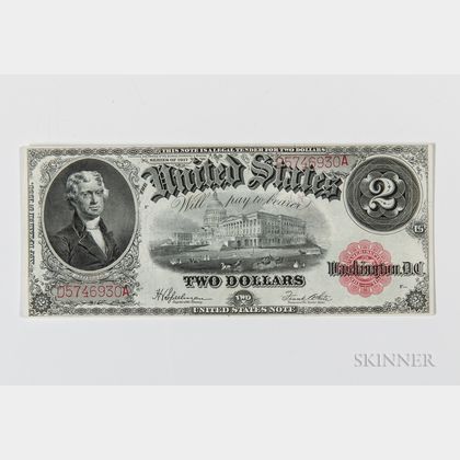 1917 $2 Legal Tender Note, Fr. 60. Estimate $200-400