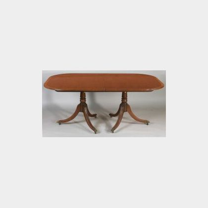 Regency-style Crossbanded Mahogany Two-Pedestal Dining Table