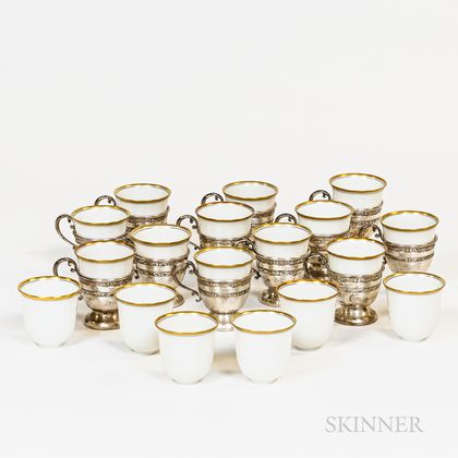 Twelve Sterling Silver Demitasse Cups