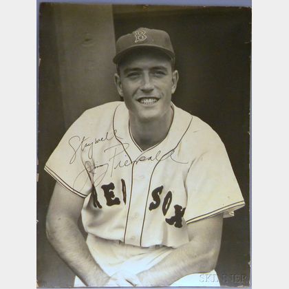 Autograph Large Format Photograph of Boston Red Sox Jimmy Piersall