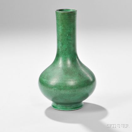 Green-glazed Bottle Vase