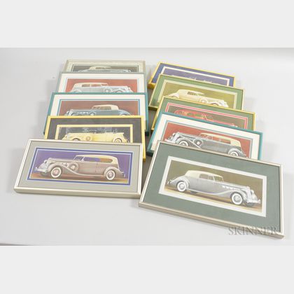Ten Framed 1936 Packard Car Prints