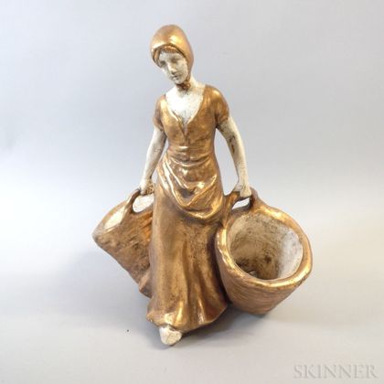 Parcel-gilt Plaster Figure of a Maiden