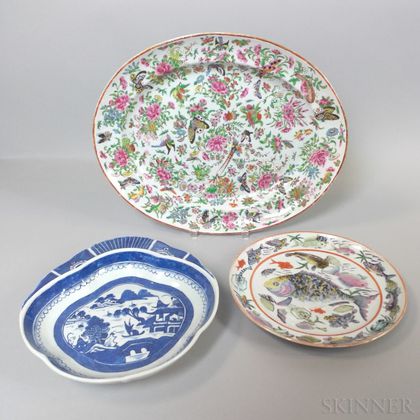 Three Chinese Export Porcelain Platters