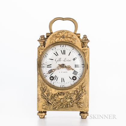 French Miniature Brass Table Clock