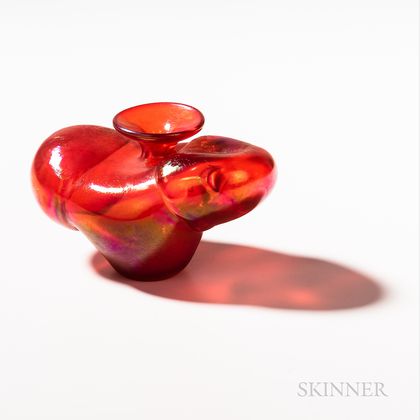Iridescent Red Glass Vase