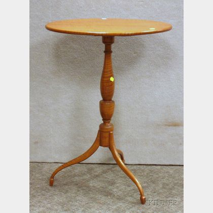 Frederick A. Adams Federal-style Oval Tiger Maple Tilt-top Candlestand