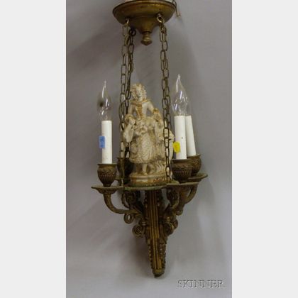 Louis XVI Style Gilt-metal and Bisque Figural Four-Light Chandelier