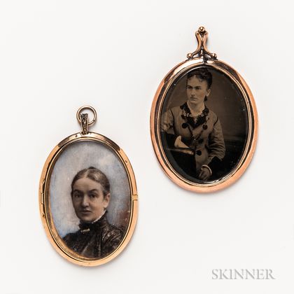 Two Miniature Portrait Pendants