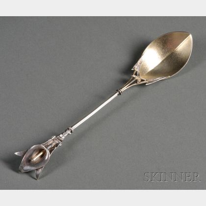 American Parcel-gilt Sterling Lily-stemmed Serving Spoon